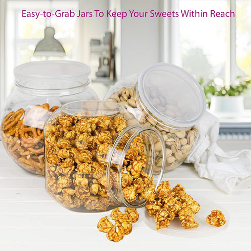 DilaBee 2-Pack Plastic Candy Jars - 96oz Large with Lids for Candy Buffet, Clear BPA-Free