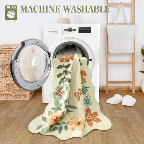 2x5 (2x5ft,Beige) Lahome Floral Kitchen Runner Rug, Rug Runners for Hallways Non Slip Ultra-Thin Soft Washable Carpet