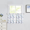 Blue Floral Print Tier Kitchen Curtains, 24 Inches Long, Watercolor Cafe Curtains, Set of 2, 28" W x 24" L