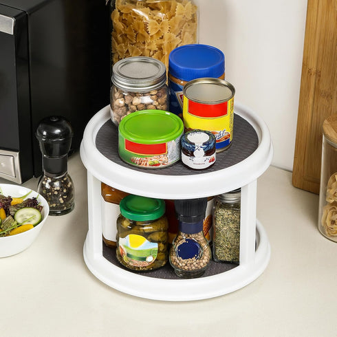 2 Pack, 2 10" Countertop, Tier Turntable Lazy Susan Spice Organizer - Rotating Seasoning Rack Spinner for Pantry