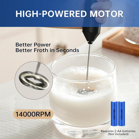 2024 YSSOA Electric Milk Frother Handheld with Stainless Steel Stand Battery Operated Whisk Drink Mixer for Coffee