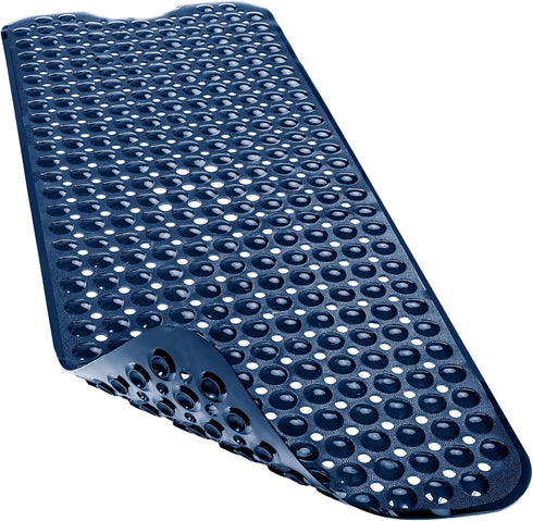 Linoows Extra Long Non Slip Bath Mat, 40 x 16 Inch Navy Blue Bath Tub Mat with Suction Cups