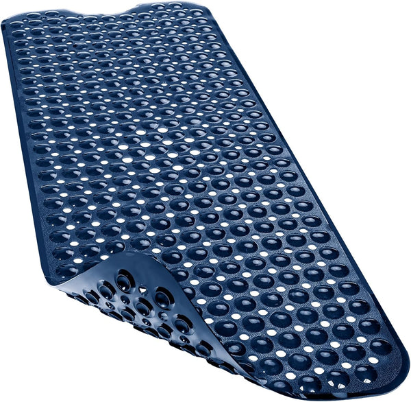 Linoows Extra Long Non Slip Bath Mat, 40 x 16 Inch Navy Blue Bath Tub Mat with Suction Cups