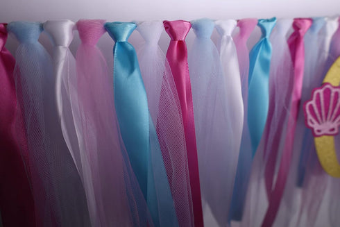 MIAUL 1st Mermaid Princess Highchair Banner for Baby - First Birthday Tutu Decoration Photo Props, Blue Purple White