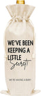 Pregnancy Announcement Wine Gift Bags, Burlap Wine Bottle Cover for New Baby, 1 Pc Wine Bag