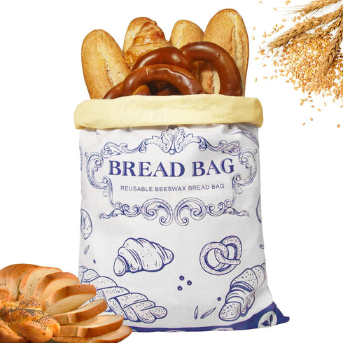 Stnopw Reusable Beeswax Bread Bags - Large Capacity Cotton Storage for Homemade, Sourdough