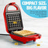 Tasty Mini Nonstick Waffle Maker, Perfect for Individual Waffles, Quick Results, 600W Red