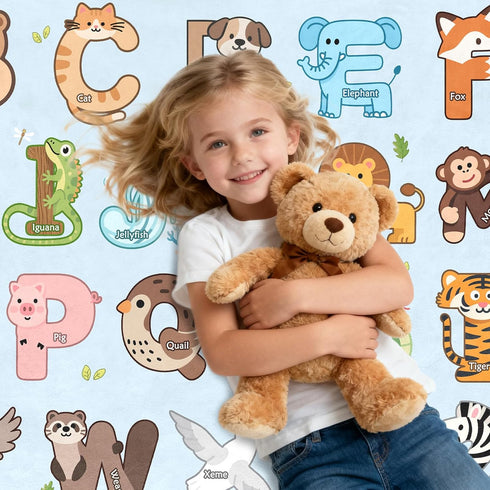 2.5x4 Kids Rugs for Playroom - Feet ABC Rug for Toddler Children Educational Learning Animal, Alphabet Rug Kids Play
