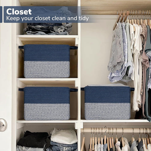 Goodpick Cube Storage Bins, Woven Basket for Office, Baby Laundry, Toys, 13''x9.8''x9'' for Shelves