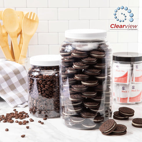 Plastic Storage Jars with Leak Proof Lids, BPA Free, Hand Wash Only (12oz Jar, 6PK)