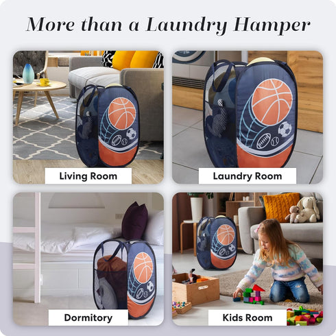 Handy Laundry Collapsible Mesh Pop Up Hamper - Wide Opening, Side Pocket, Breathable, Sturdy, Foldable Design for
