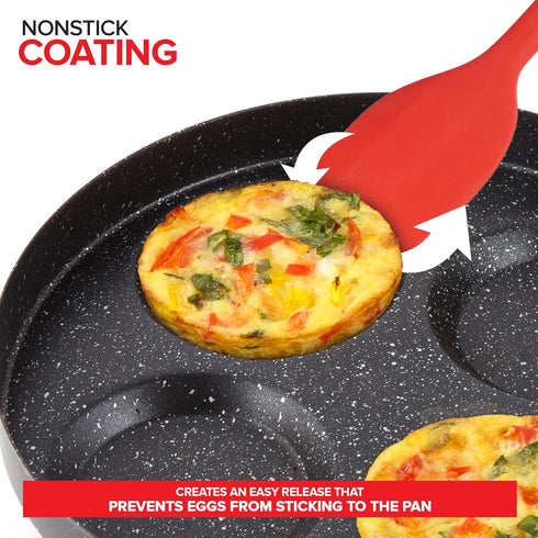 Modern Innovations 4-Cup Nonstick Egg Frying Pan with Lid, Mini Pancake Pan for Stove Top, Breakfast Maker