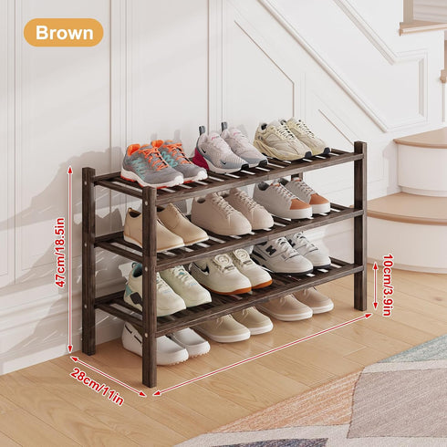 ZHUTIANXIA Closet Closet 3 Bamboo Shoe Rack Organizer for and Entryway - Space-Saving Narrow Shoe Stand - Versatile