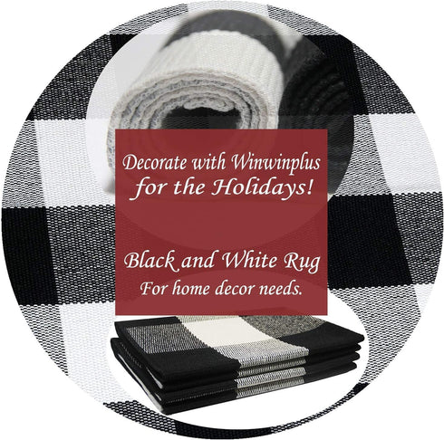 Buffalo Plaid Check Rug 23.6 x 35.4 Inches, Cotton Washable Indoor/Outdoor Checkered Rugs