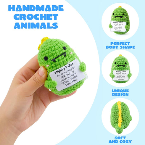 6 JOYIN Pcs Crochet Positive Animals with Positive Messages, Emotional Support Stuffed Animal Bulk, Cute Crochet