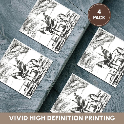 3dRose Set of 4 Ceramic Tile Coasters, Don Quixote Spanish Literature Novel