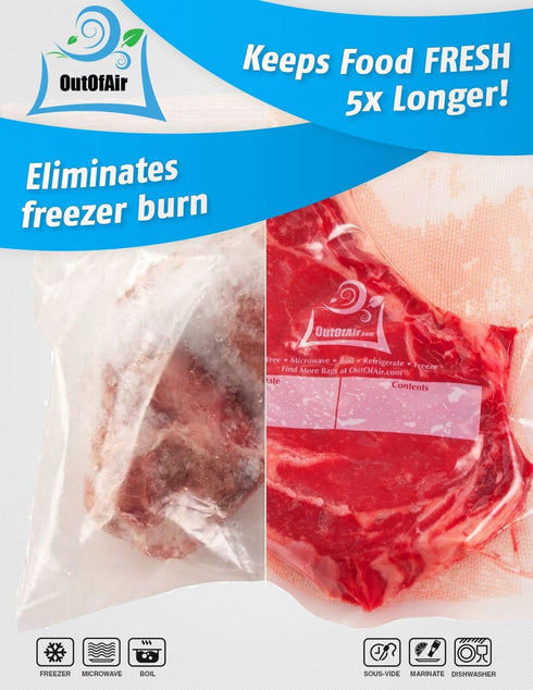 8" 11" 25ft 4 (2 100ft 33% Commercial & Vacuum Sealer Rolls (Fit Inside) Rolls of Each, total) OutOfAir Vacuum Sealer