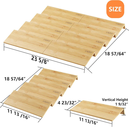 Mat,4 2 Set 12''to 24'',Hold 48 Kitchen,Cabinet,Drawers,Countertop AMBIRD Bamboo Spice Drawer Organizer with Non-slip