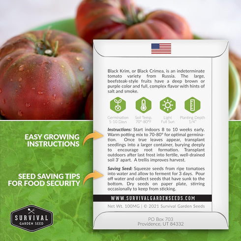(3 Pack) Black Krim Tomato Seeds for Planting - Heirloom Non-GMO Variety, Dark Beefsteak Tomato with Rich Flavor