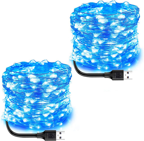 Blingstar USB Powered Fairy Lights, 2 Pack 33Ft 100 LED Mini String Lights for Decoration