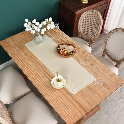 13x36 Inch NEWISHER Farmhouse Rustic Table Runner Solid Beige Rectangular Table Runners Faux Linen Table Runner