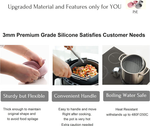 jNE Premium Air Fryer Silicone Pot, 6.3 Inches, Food Safe Oven Accessories, Easy to Clean, Replacement for Parchment