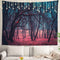 Shrahala Red Nature Stranger Wall Tapestry, Large Green Forest Moonlight Landscape, 59.1 x 82.7 in, Polyester Fiber