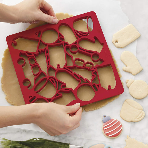 Wilton Multi-Cookie Cutter Sheet, Holiday Design, Red