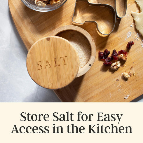 Totally Bamboo Salt Cellar – Wooden Salt Box with Magnetic Lid, 6 oz Capacity for Countertop Storage