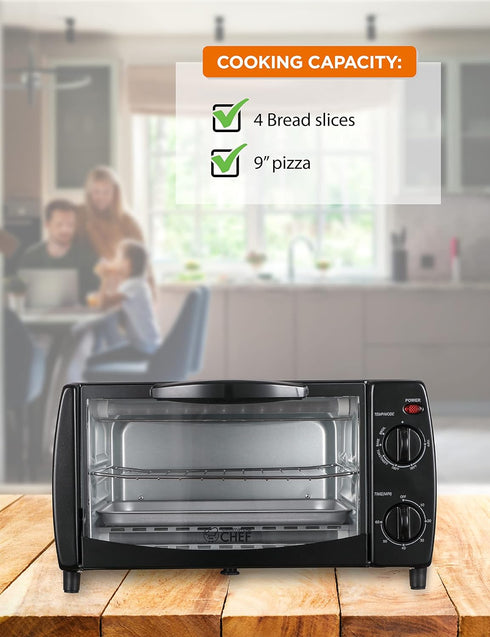 Commercial Chef 10 Liter Mechanical Toaster Oven, 4 Slice