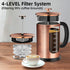 French Press Coffee Maker 34oz, 304 Stainless Steel Coffee Press with 4 Filters, Heat Resistant Borosilicate Glass