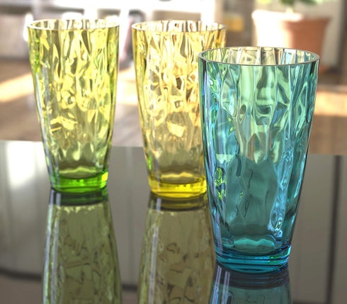 QG 23 fl oz BPA Free Acrylic Plastic Iced Tea Cup Glass Tumbler Set of 6, Assorted Colors, DF131