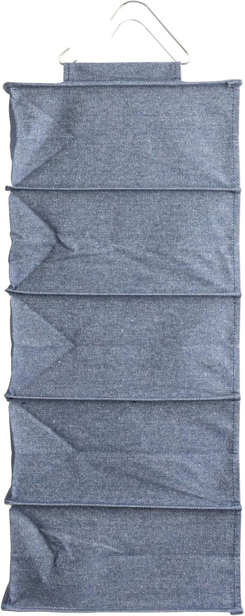 Closet 10 Household Essentials Hanging Cotton Blend and Plastic Shoe Organizer with Storage Compartments, Denim