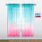 Pink and Green Mermaid Curtains Set of 1, Sheer Panel Gradient Ombre for Girls Room, 52 x 63 Inch