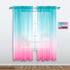 Pink and Green Mermaid Curtains Set of 1, Sheer Panel Gradient Ombre for Girls Room, 52 x 63 Inch