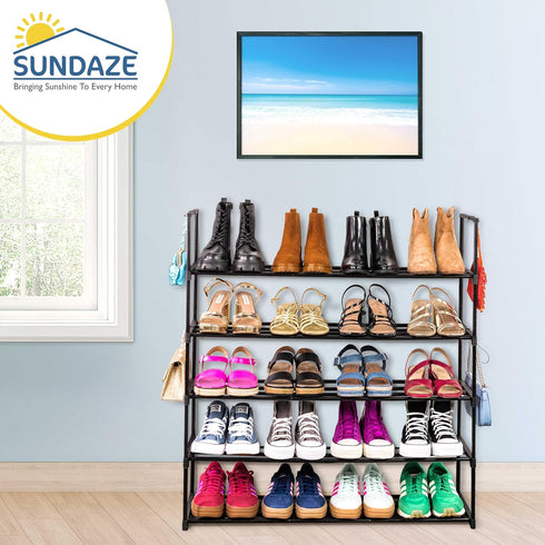 5 Closet, 25 Sundaze Shoe Rack - Tier Metal Shoe Rack for Front Door Entrance, Sturdy Long Shoe Organizer for Bedroom