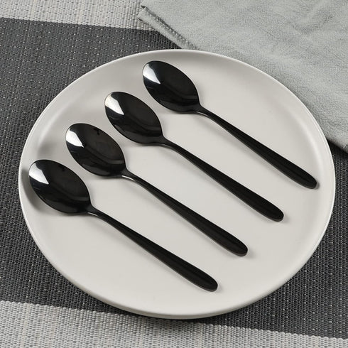 16-Piece Small Black Stainless Steel Teaspoon Set