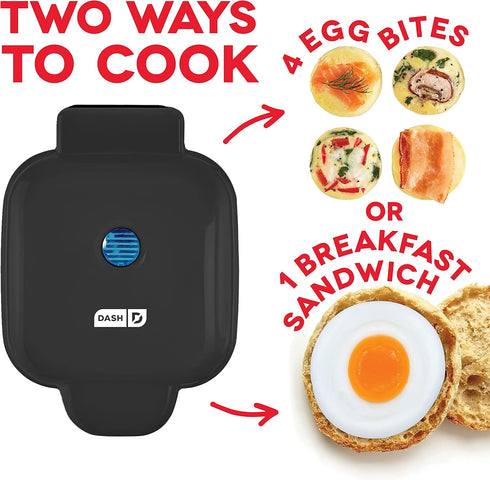 DASH Deluxe Egg Bite Maker with Silicone Molds, Keto & Paleo Friendly, (1 large, 4 mini) - Black for Breakfast