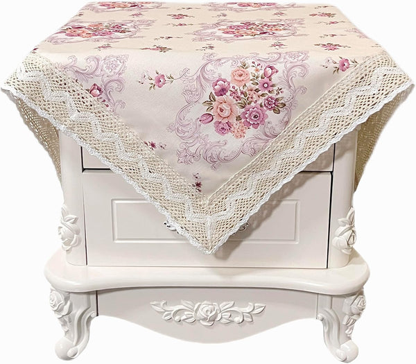 Square Nightstand Tablecloth, Bedside/End Tablecloth - Dustproof, Fits Coffee Table/Printer - Light