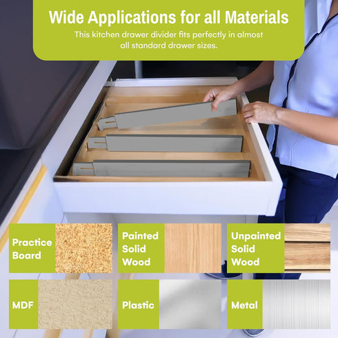 Homemaid Living Bamboo Drawer Dividers, Adjustable and Expandable Kitchen Organizer, Ideal for Silverware (4pk)