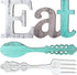 Jetec Set of Eat Sign, Cute Fork and Spoon Wall Decor, Rustic Wood Decorative Hanging Letters for Kitchen Home
