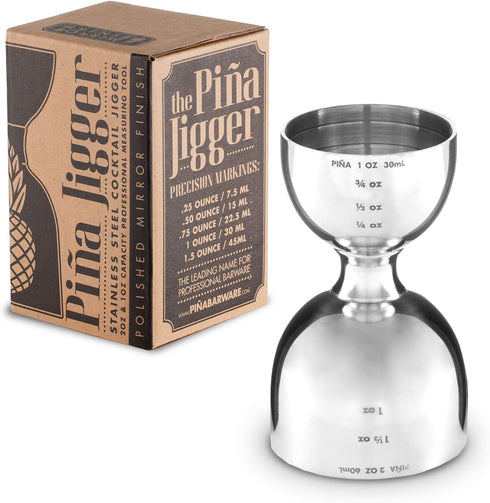 Piña Barware Stainless Steel Commercial 2oz. / 1oz. Bell Style Measuring Jigger Bar Tool - Mirror Polished Finish
