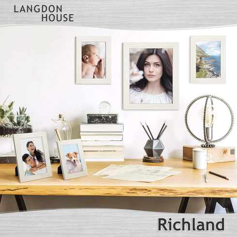 8x10 3 Pack) Langdon House Picture Frames (Almond White, Wood Grain Style, Wall Mount or Table Top, Richland Collection