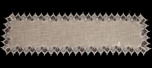 Neutral Earth Tones Lace Long Table Runner, Dresser Scarf, Rustic Bohemian Décor (16Wx72L)