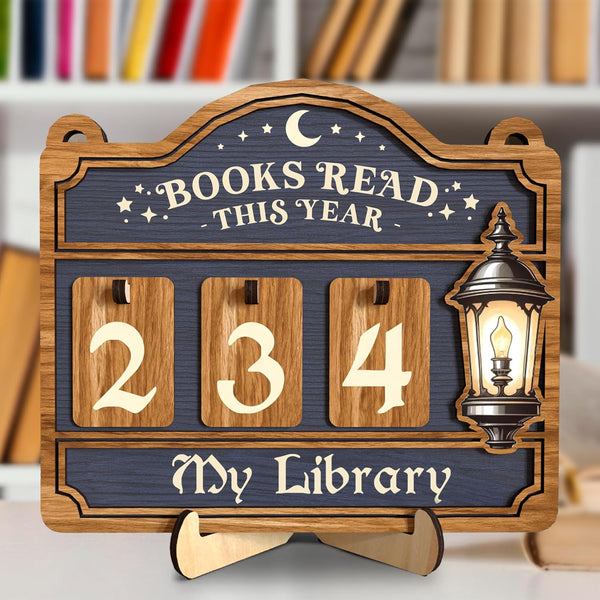 Books Read This Year Counter, Reading Tracker Sign for Home Library Decor,