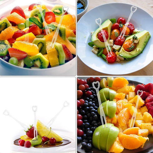 YEAJOIN 300PCS Disposable Plastic Fruit Forks, Mini Cake Forks, Tasting Appetizer Cocktail Picks for Small Desserts