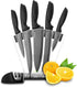 NutriChef 7 Piece Kitchen Knife Set, Stainless Steel Precision Knives with 5 Knives & Bonus Sharpener, Acrylic Block