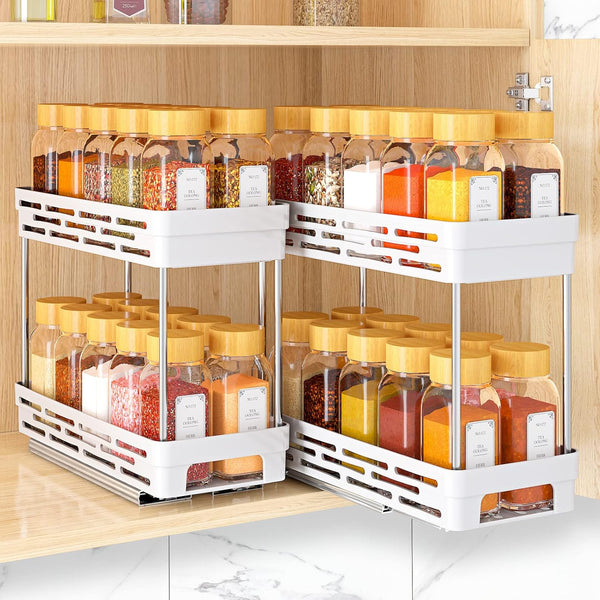 DABIGE Pull Out Spice Rack Organizer for Cabinet, 2 Pack Slide Out Spice