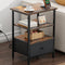Side Table with Charging Station, Nightstand with Adjustable Fabric Drawer, Bedside Table
