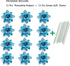 GL-Turelifes 12 Pieces 6.3’’ Glitter Christmas Flowers - Lake Blue Poinsettia Artificial Flower for Wreath and Tree